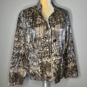 Chicos Snake Print Button Down Jacket 1 Medium